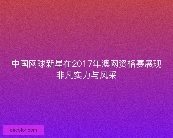 中国网球新星在2017年澳网资格赛展现非凡实力与风采