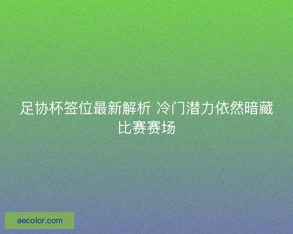 足协杯签位最新解析 冷门潜力依然暗藏比赛赛场