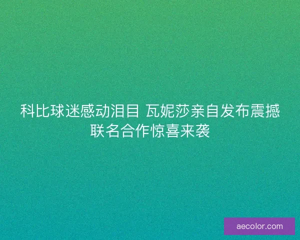 科比球迷感动泪目 瓦妮莎亲自发布震撼联名合作惊喜来袭