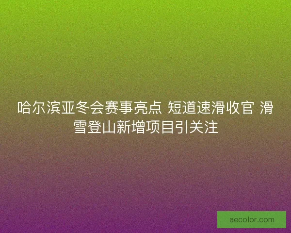 哈尔滨亚冬会赛事亮点 短道速滑收官 滑雪登山新增项目引关注 哈尔滨亚冬会赛事亮点 短道速滑收官 滑雪登山新增项目引关注